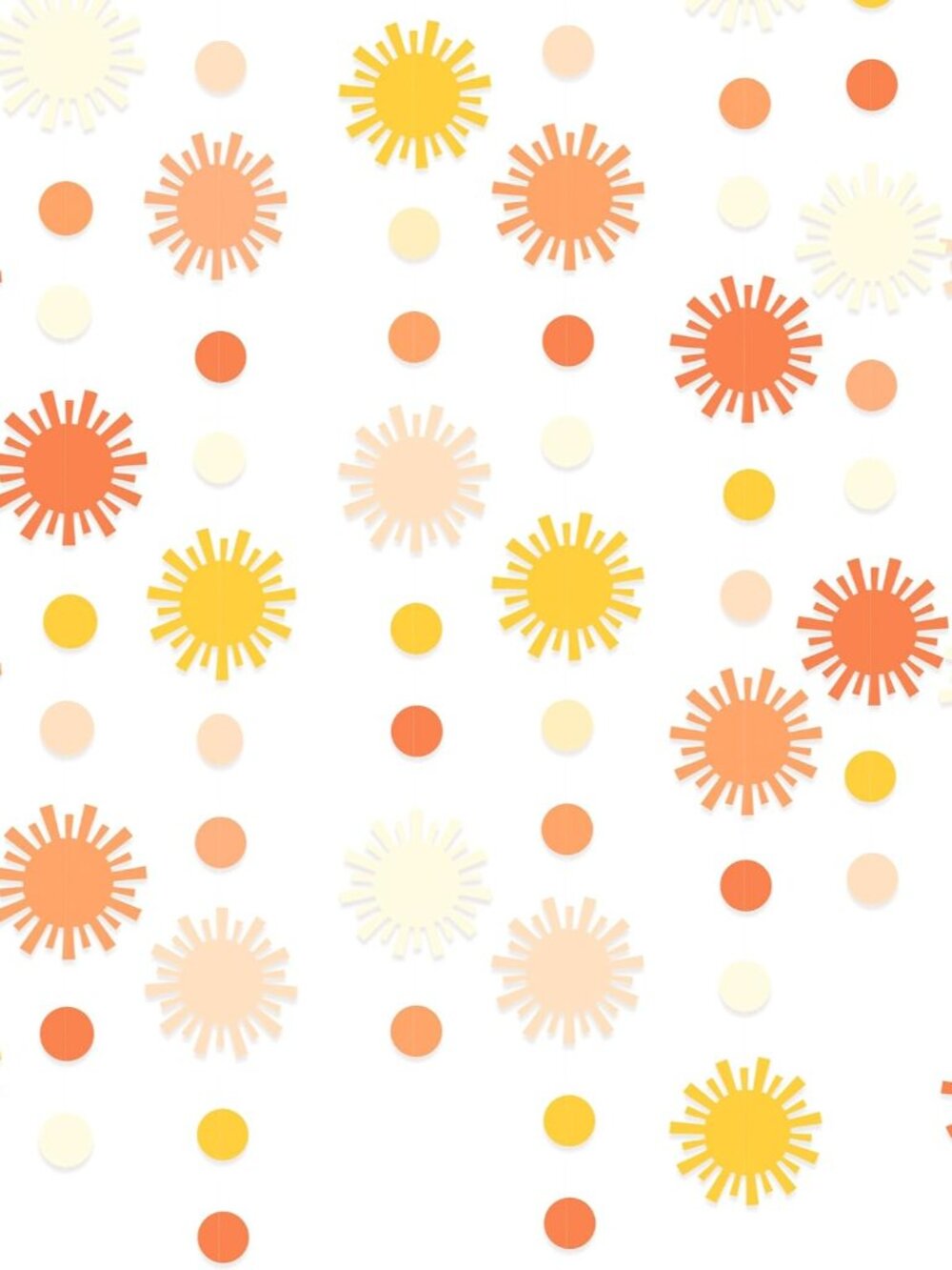 Sun Party Decorations Boho Sun Polka Dot Garland Streamer Ombre Orange White Ret